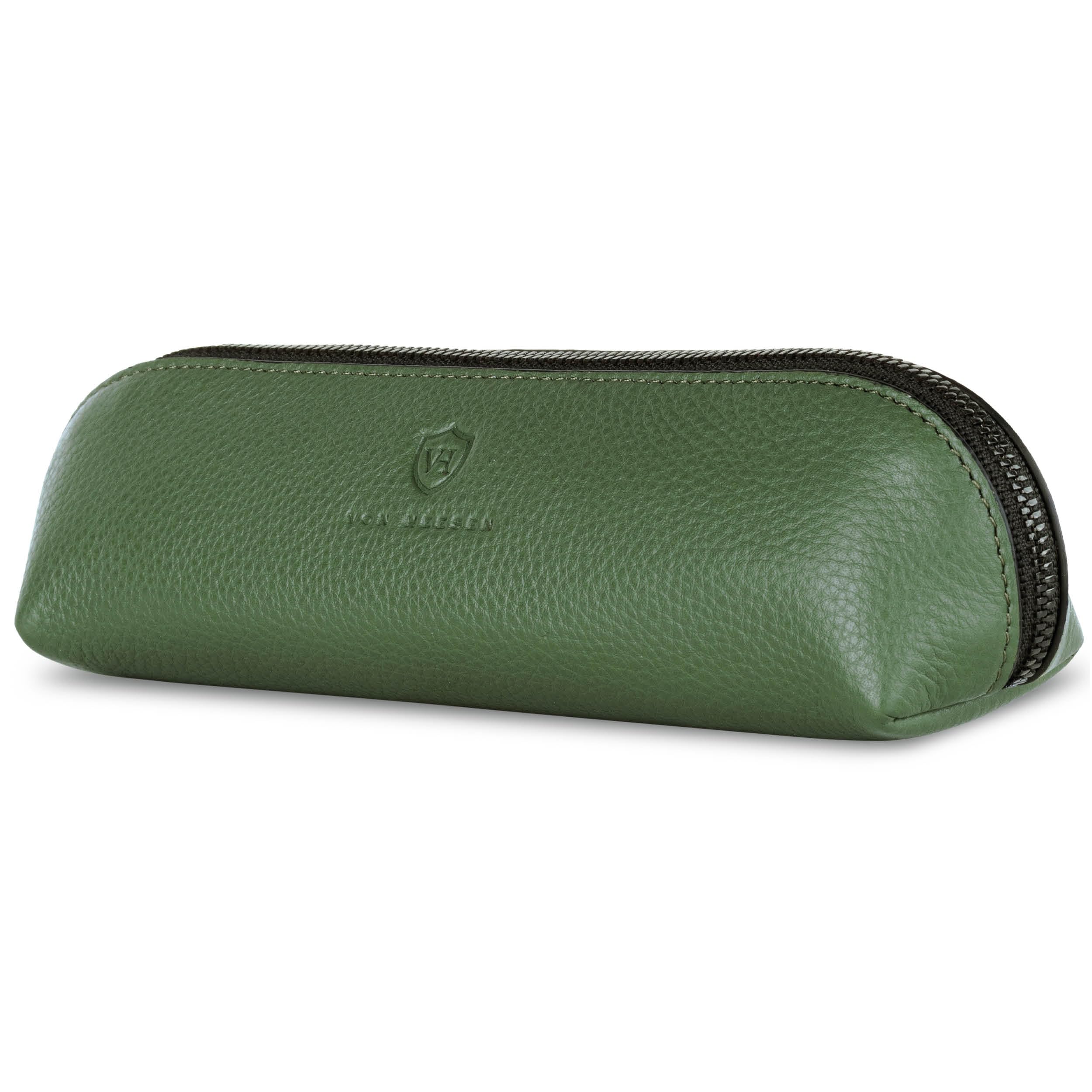 VON HEESEN® Echtleder Federmäppchen Leder Federmappe Etui für Stifte Mäppchen Schule Federtasche Uni Schlampermäppchen