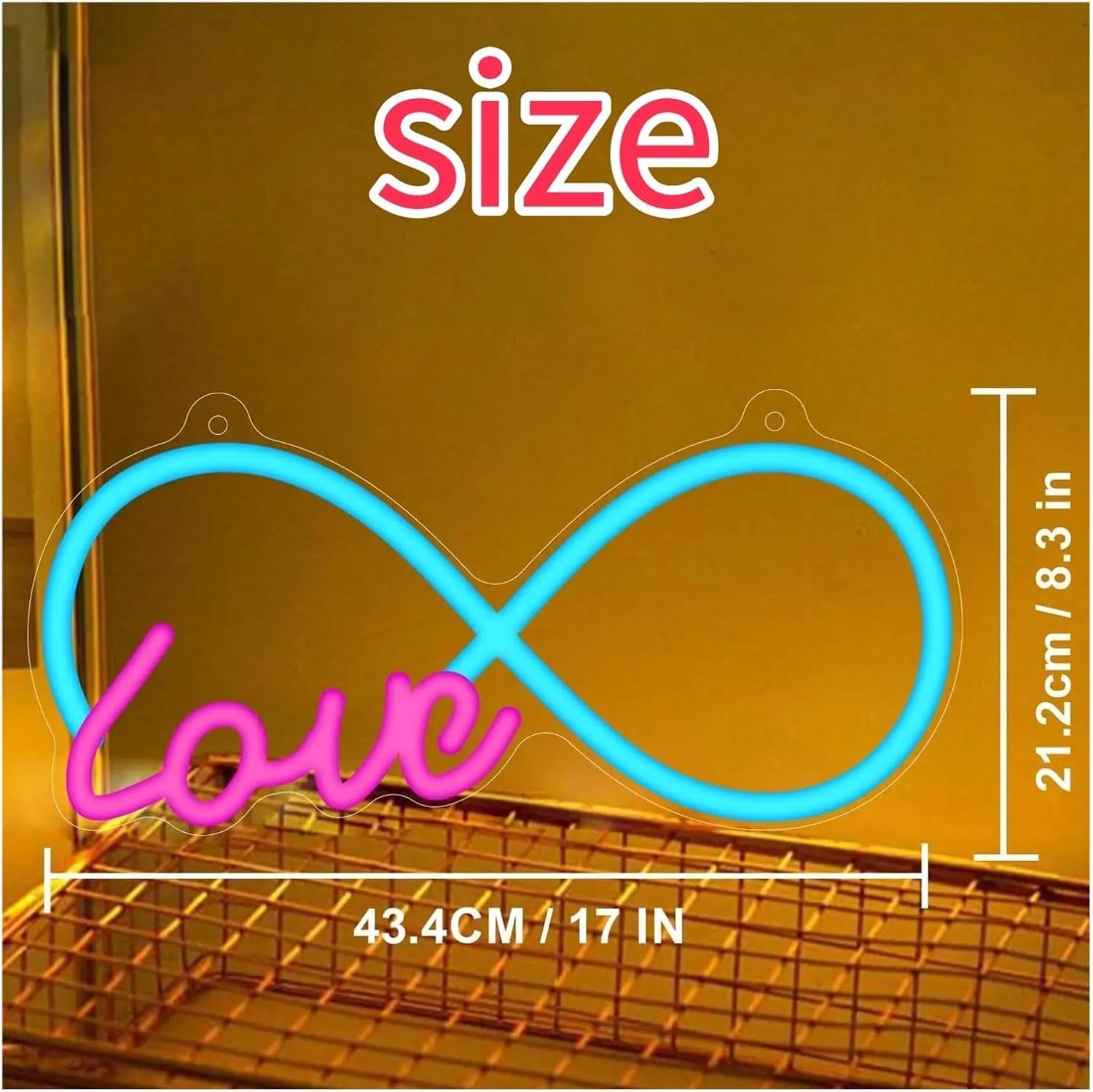 Letrero de neón Letrero de neón para LED Love para Neon para Pink, regulable, para dormitorio, bar, 21,2 x 43,4 cm