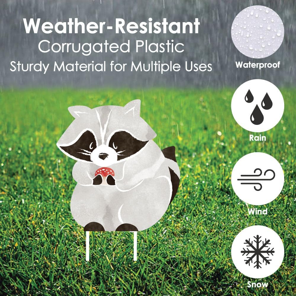 Big Dot of Happiness Woodland Animals Outdoor Decorations, Baby Shower or Birthday Party Lawn Ornaments, Assorted Forest Animal Yard Signs with Stakes - 10 Piece Set