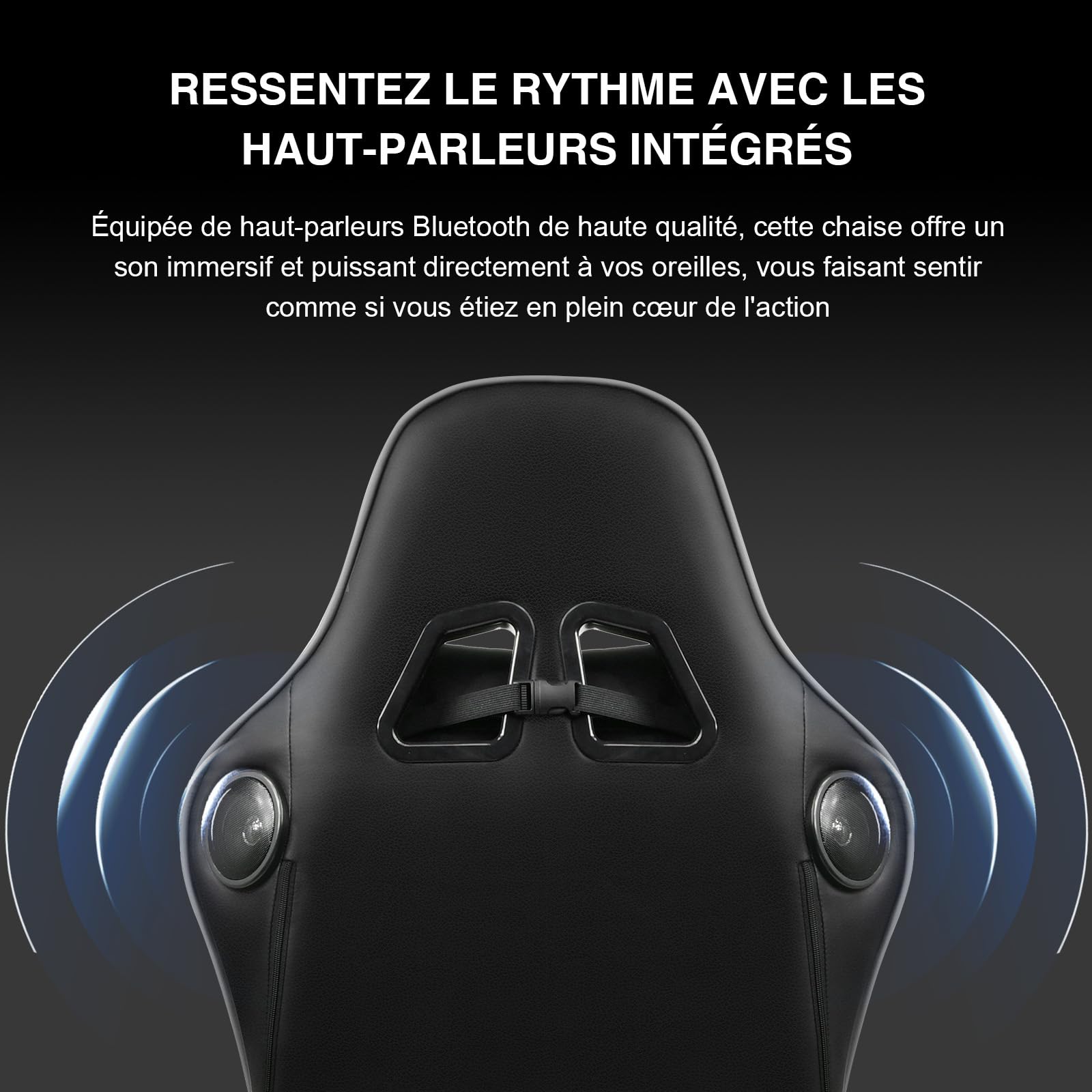 GTPLAYER Chaise Gaming Repose-Pieds Haut-Parleur Bluetooth Fauteuil Gamer Gris Siège Ergonomique (Gris)