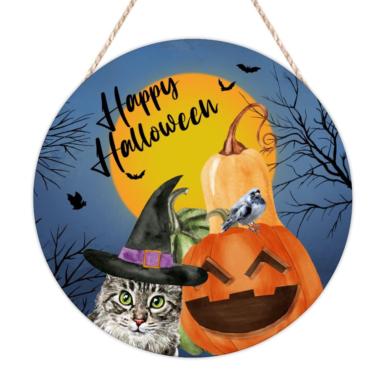 Panneau de bienvenue Halloween en bois de corbeau pour remplacer les décorations fragiles en plastique