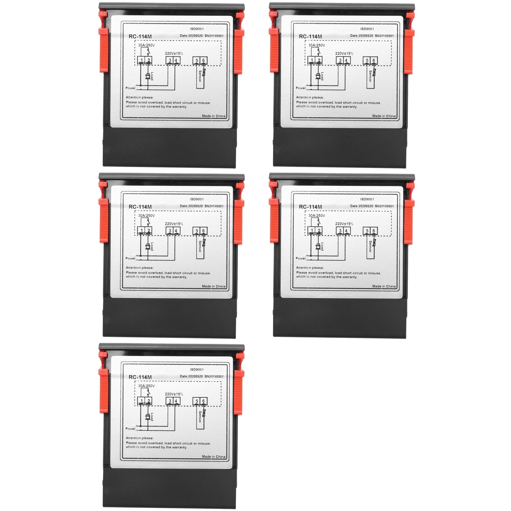 Jnchdghwa Black 5X 220V/30A Digital Temperature Controller Rc-114M Thermostat Relay Output -30-300 Degree With Sensor