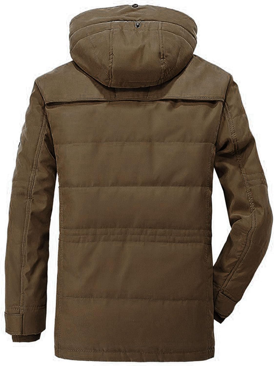 Men's Fleece Lined Winter Parka Jackets Detachable Hood Military Cargo Coat Zip Multi-Pocket Windbreaker Outerwear