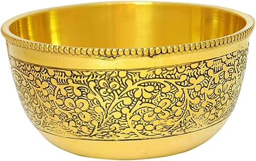 Miniatura 4 de PARIJAT HANDICRAFT Cuenco redondo de metal para ensalada, batido de huevos, decorativo y de cocina para servir cuenco de latón para dulces de tamaño