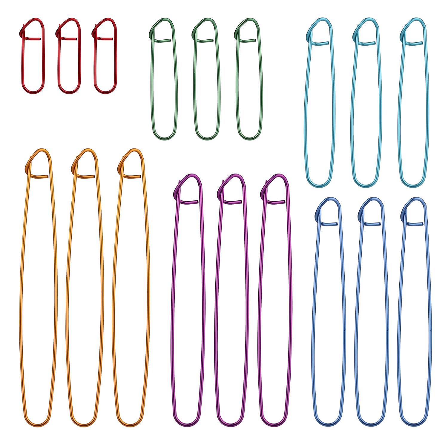 Porte mailles de tricot colorés : lot de 18 assistants en aluminium pour aiguilles et crochet
