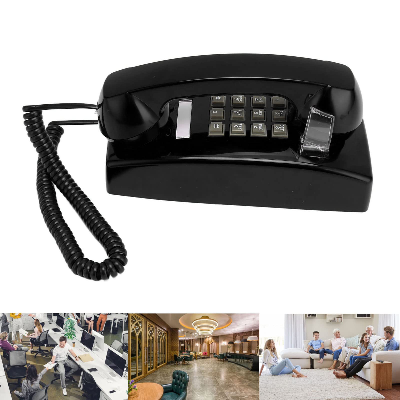 Retro Wandtelefon, Wandtelefon für Festnetz mit Mechanischem Klingeln, Klassisches Wasserdichtes Schnurgebundenes Telefon mit Lautstärkeregler, Altes Wandtelefon für Küche, Zuhause