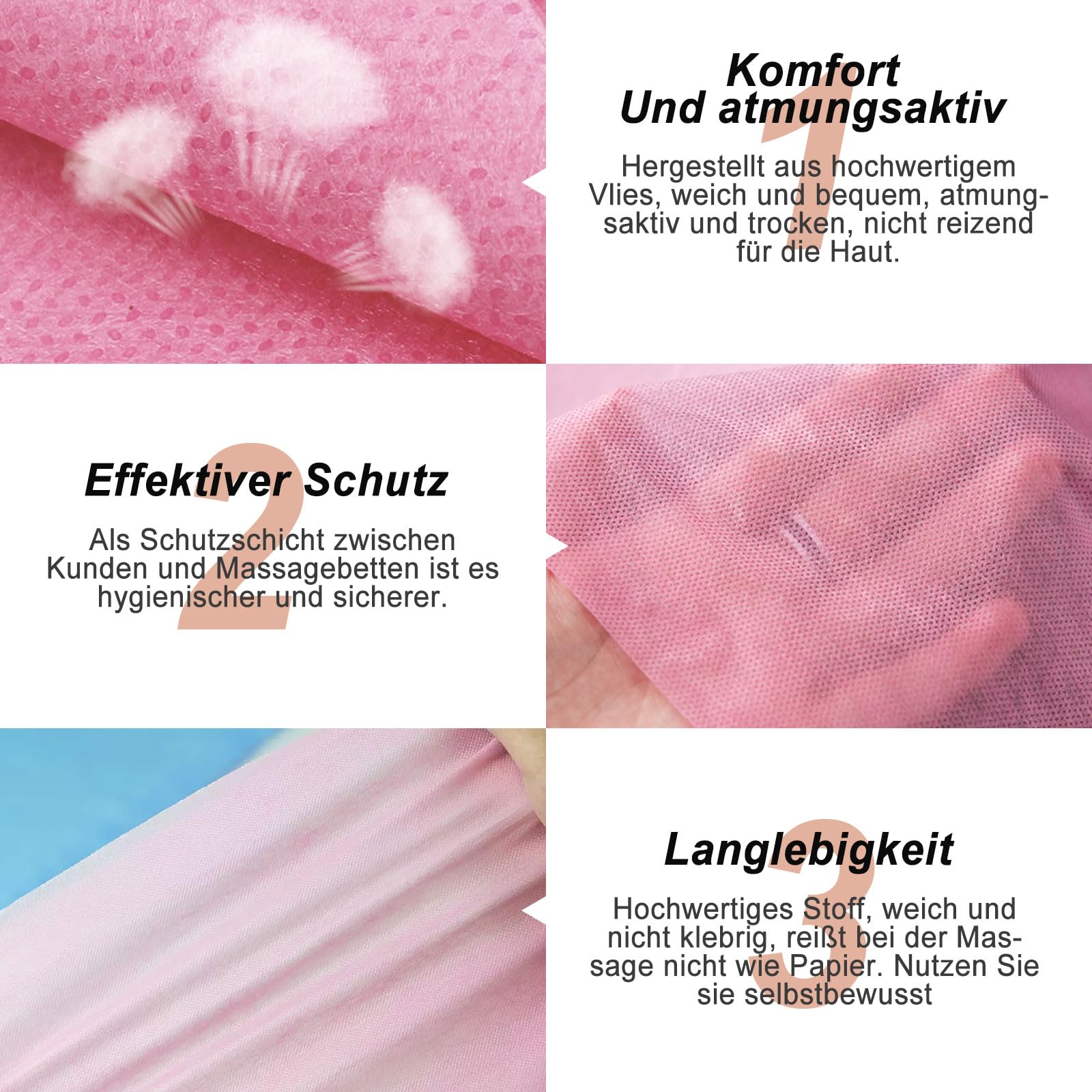 100 Stück Einweg Spannlaken für Massageliegen,Abdeckung für Massagebetten, Einweg Bettlaken,Einweg Massagetisch Bettlaken für Schönheitssalon,Spa,Massage,Hotels,180 x 80 cm (Rosa)