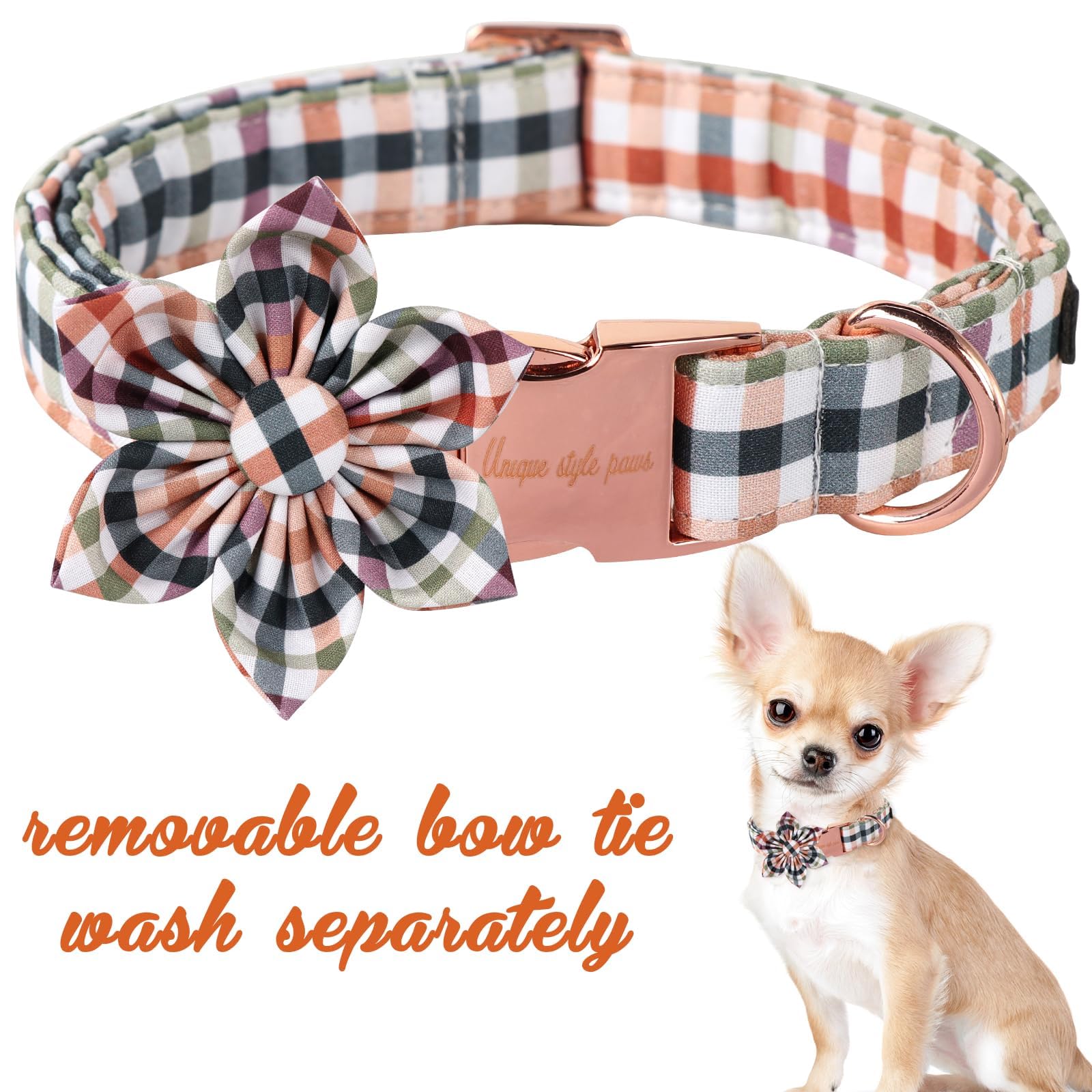 Unique Style Paws Sommer-Hundehalsband – Baumwolle, Blumenmuster, Verstellbar 40-66 Cm, Für Hunde & Katzen