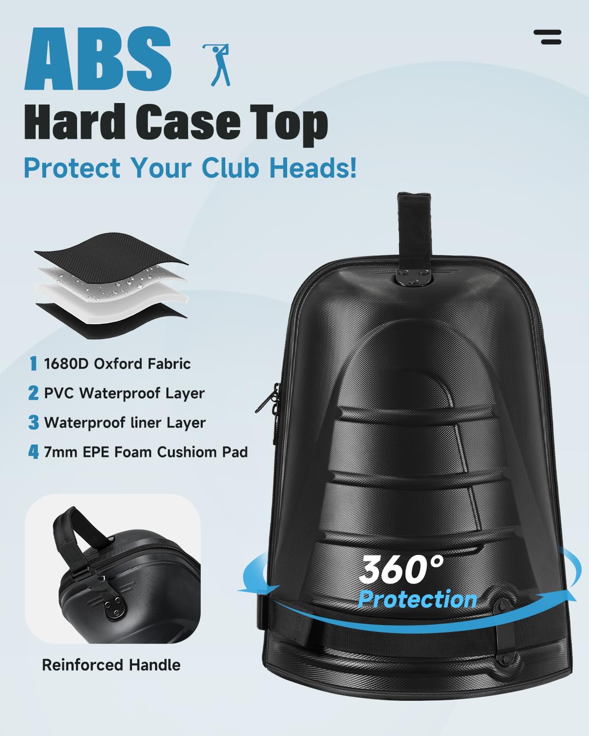 Findway Sac de Voyage pour équipement de Golf avec Roues et Coque Rigide Supérieure - Protection pour Clubs de Golf, Durable, Léger et Portable, pour Avion, Compagnies Aériennes et Voyages