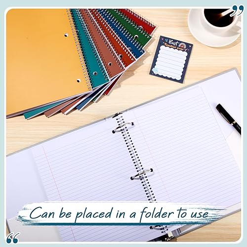 Miniatura 5 de Teling 8 cuadernos en espiral de 1 materia, cuaderno de rayas universitarias de 8 x 10 12 pulgadas, cuaderno de diario en espiral de 3 agujeros,