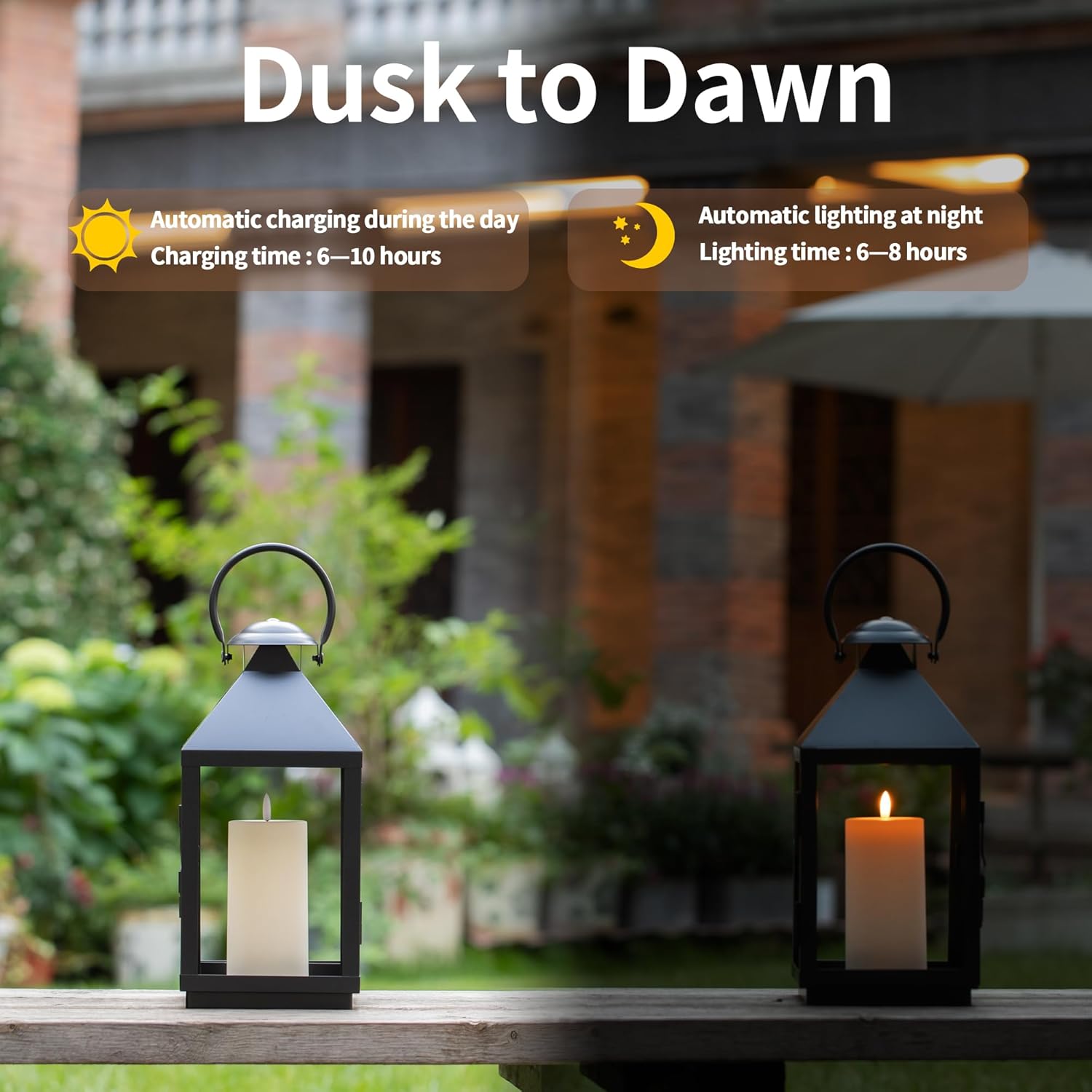 Solar Candles Outdoor Waterproof,Ivory White Flameless Candle Set, Dusk to Dawn Light Sensor, LED Rechargeable Solar Pillar Candles for Outdoor Lanterns,Patio Decor,3" x 3" 4.5" 6",Set of 3