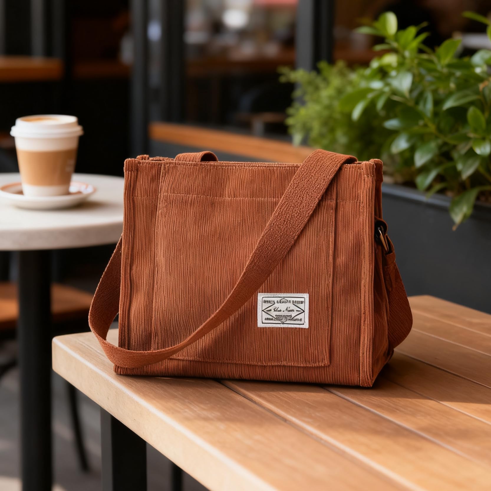 Women's Corduroy Tote Bag Lightweight Crossbody Purse Mini Shoulder Bag with Adjustable Strap for Work Travel Shopping Casual Daily Use