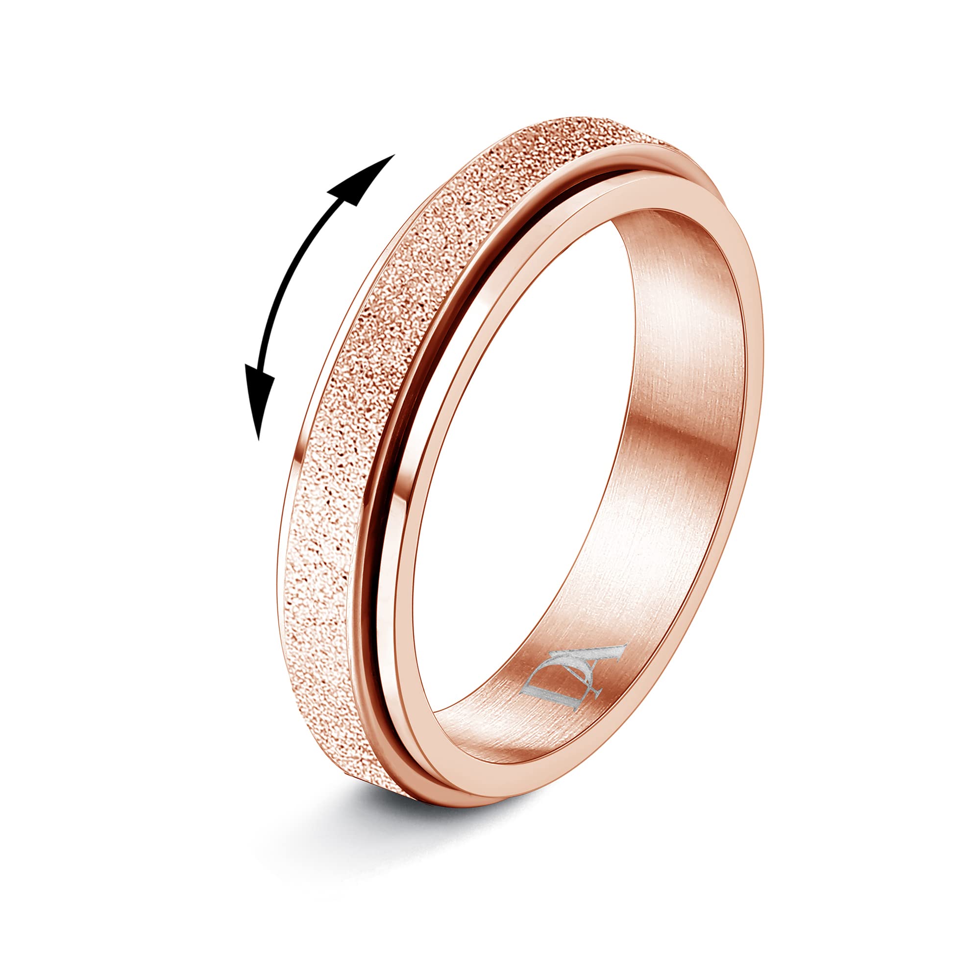 DiamdayFidget Rings for Women Men -2 4mm Titanium Steel Spinner Ring for Anxiety Stress Relief Glitter Sandblast Spinning Figit Anxiety Jewelry for Women Gifts