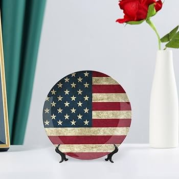 Amazon.com: American Flag Decorative Plate for Wall Hanging USA
