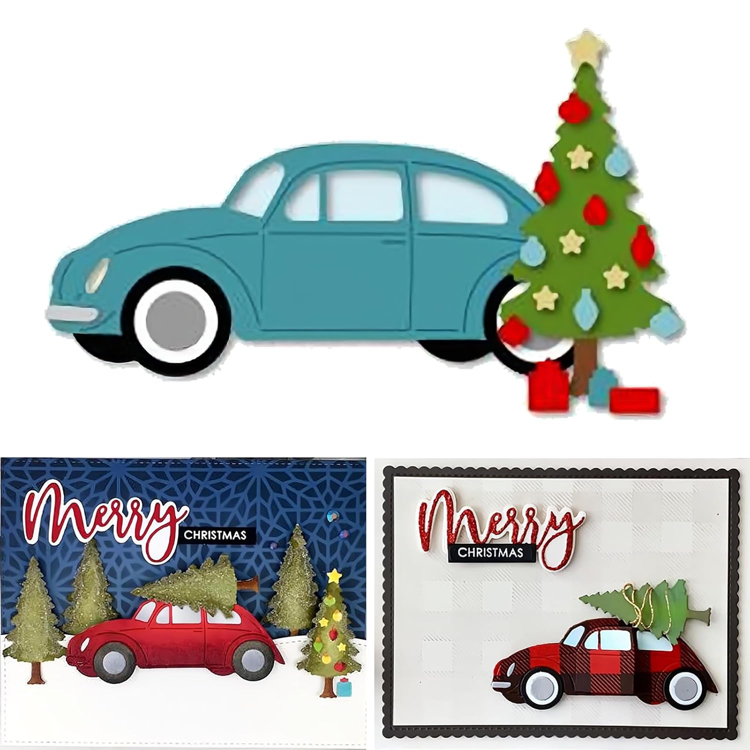 Briartw Christmas Tree Car Die Cuts Cutting Dies Embossing Stencil for Card Making Diy Scrapbooking Craft Album Paper Cards Art Crafts