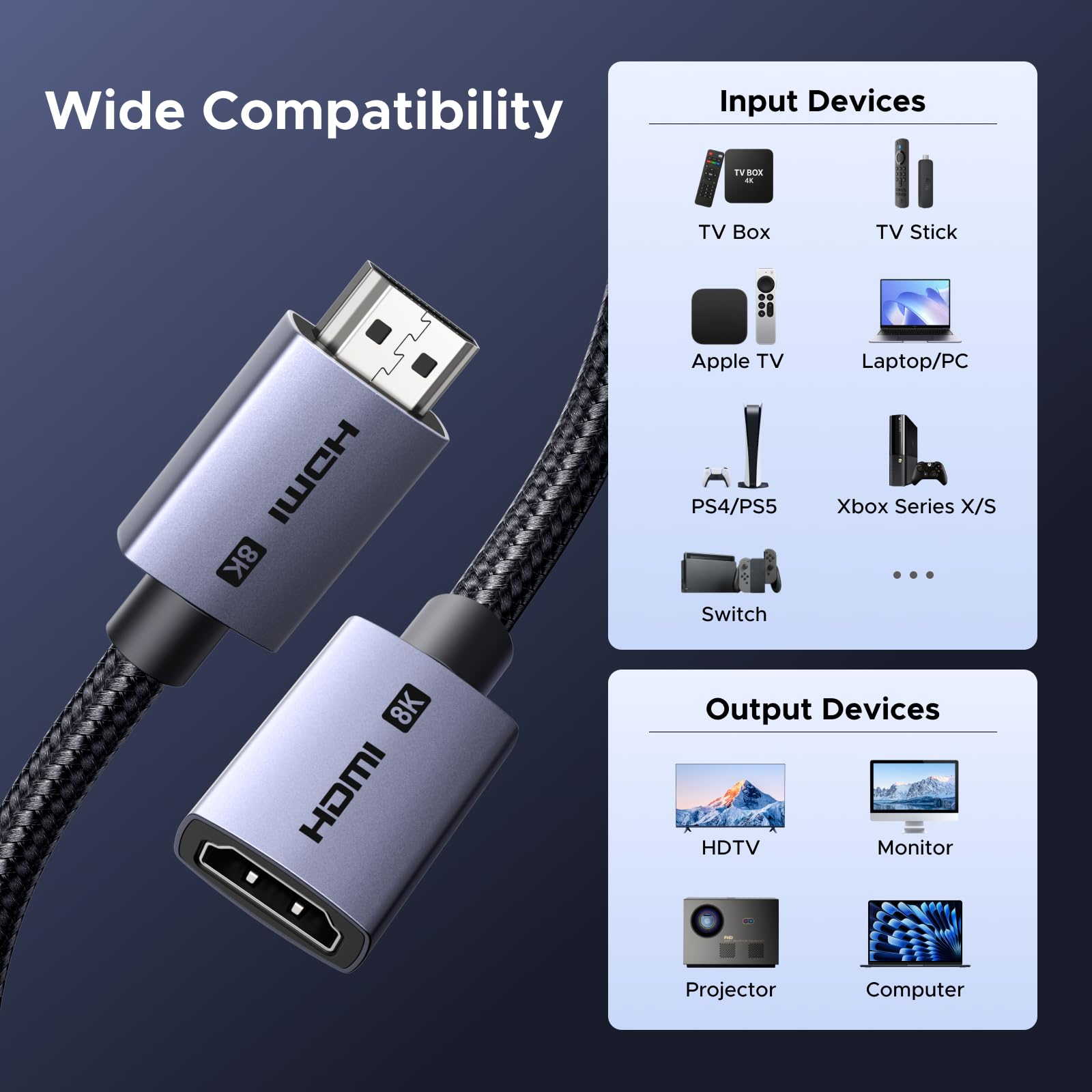 UGREEN 8K HDMI 2.1 Extender Cable - 4K@240Hz -9