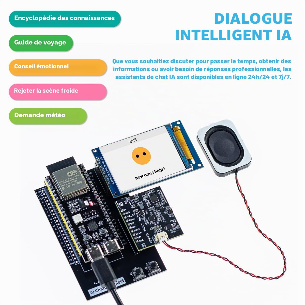 LAFVIN Kit Chatbot AI pour ESP32-S3-WROOM avec tutoriel compatible avec Arduino IDE