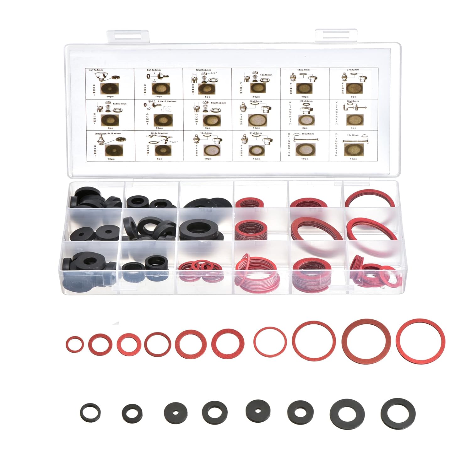 Yenghome 140 Pcs Rubber Sealing Washer Assortment Kit 18 Popular Size O Ring Gasket for