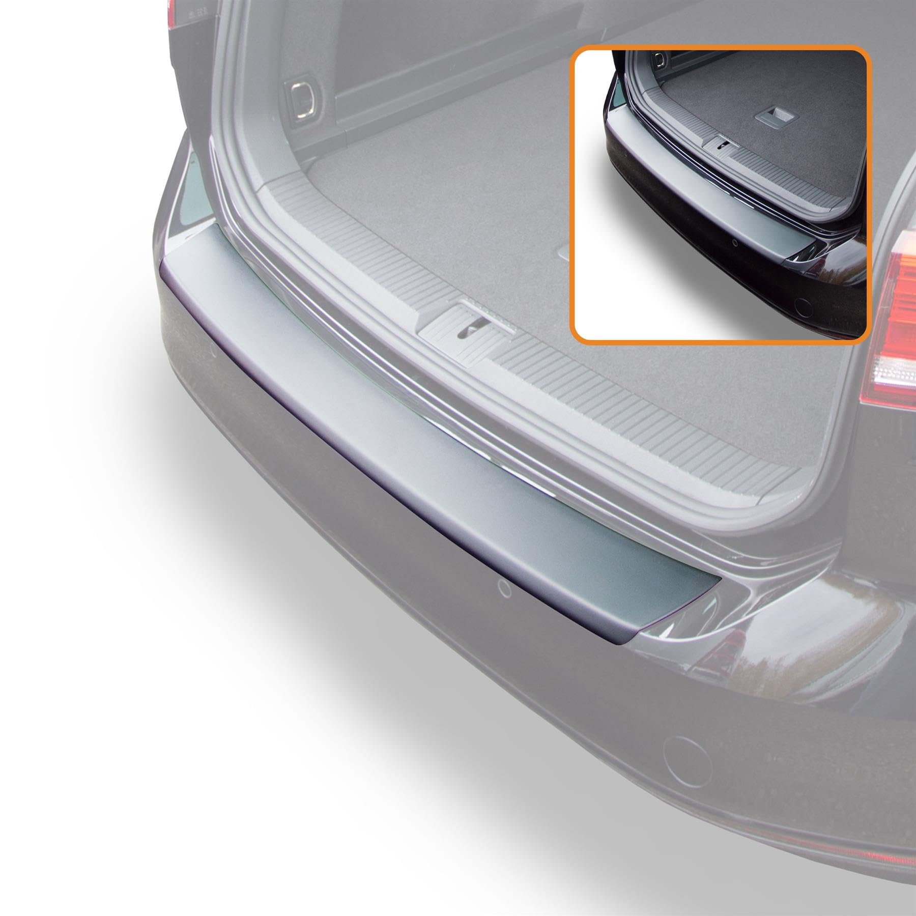 Travall Car Trunk Bumper Protector Compatible with Volkswagen Passat Estate (2014-2019) - Vehicle-Specific Black Smooth Plastic Moulded Rear Bumper Protector