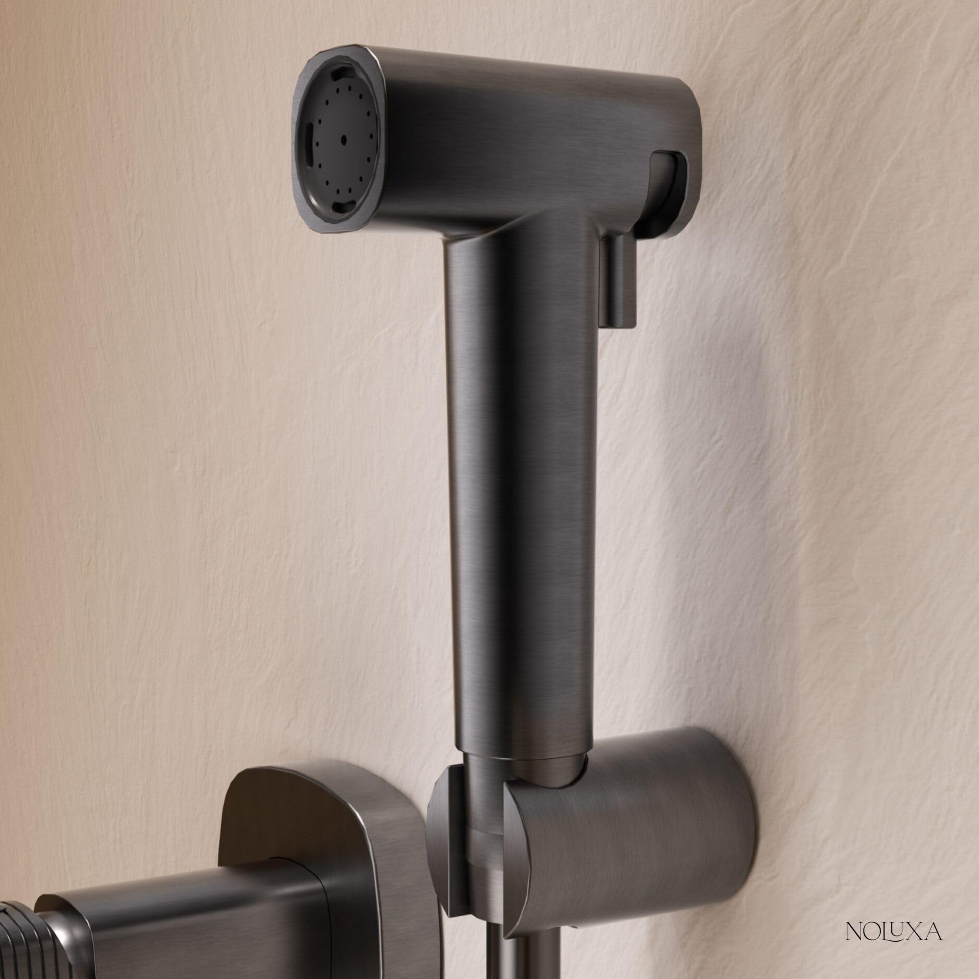 IMEX Bidet prysznic z ciepłą i zimną wodą, czarny | Bidet wbudowany kran do WC Black Gun Metal, higieniczna pojedyncza rączka prysznicowa do toalety, zamiennik kranu bidetowego, seria Firenze