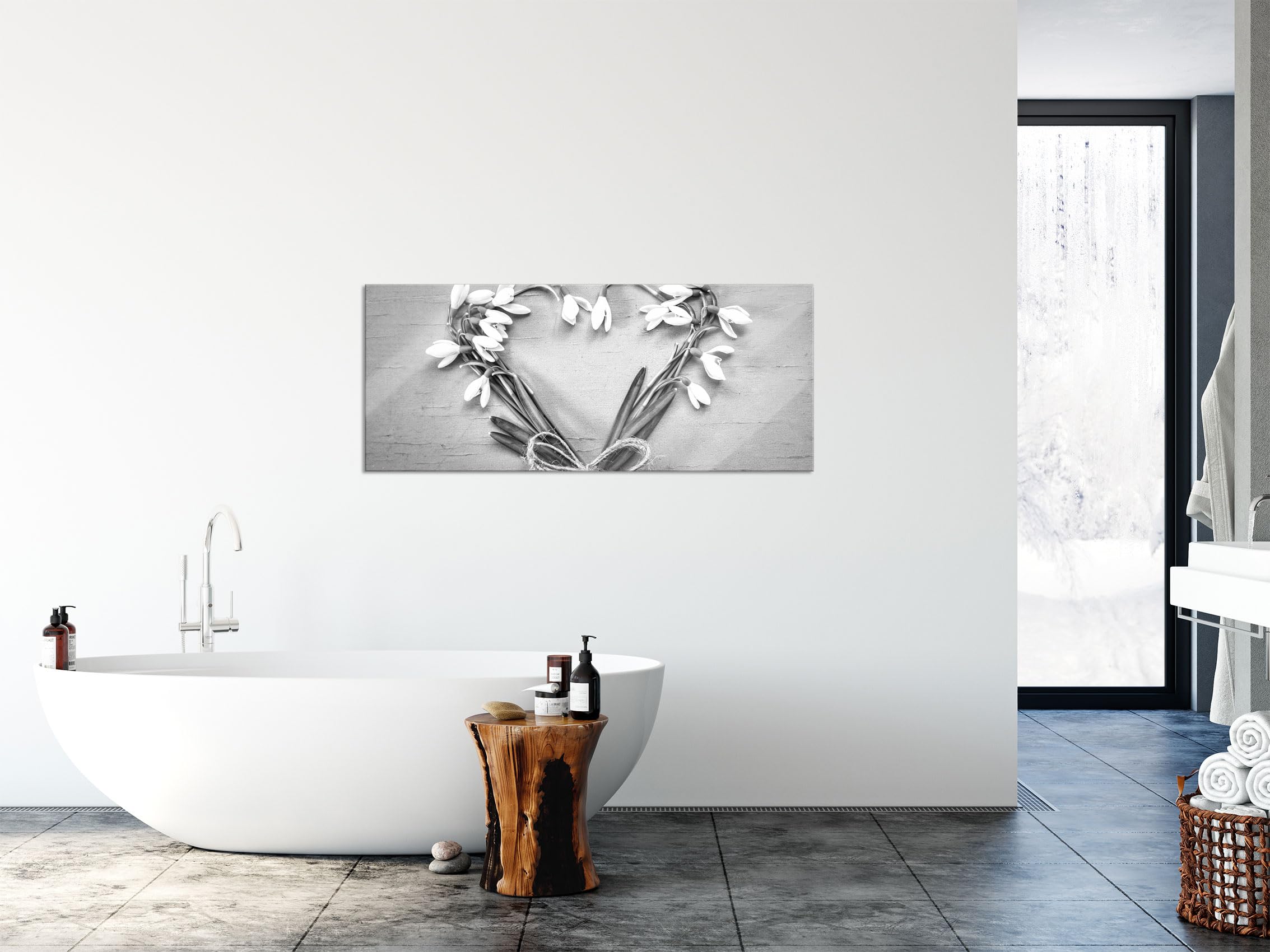 Pixxprint Quadro In Vetro Panorama 100x40 Cm - Murale True Glass Con Motivo Cuore Di Bambù - Stampa UV, Made In Germany, Con Distanziatori