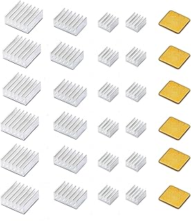 30 PCS Raspberry Pi 4 Heatsink Kit with Thermal Conductive Adhesive Tape, Aluminum Heat Sink Cooler and Copper Heatsink for Raspberry Pi B B+ 2/3/4