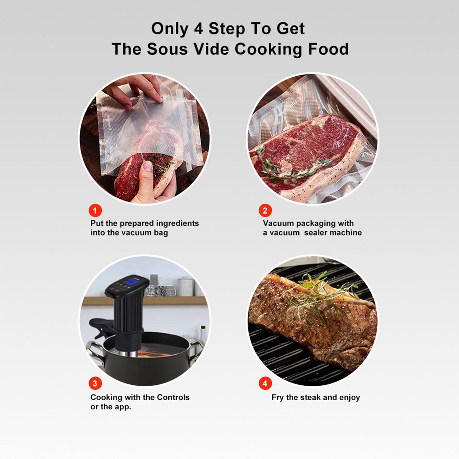Cuiseur Sous Vide, circulateur à Immersion de précision WiFi Avec minuterie numérique et contrôle de la température, Machine Sous Vide à chauffage Rapide 1200 W pour Cuisine, Restaurants occidentaux