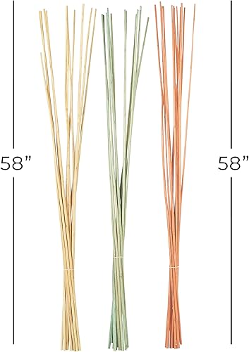 Miniatura 3 de Deco 79 Follaje natural sólido de madera, juego de 3 2 pulgadas de ancho, 57 pulgadas de alto, multicolor