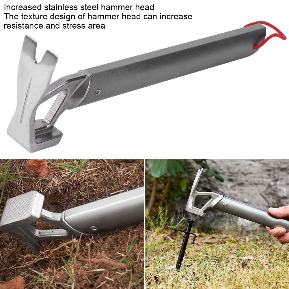 Marteau de Tente de Camping, Maillet Marteau pour Piquet, Extracteur de Clous Avec Ouvre-Bouteille de Bière pour Retirer Les Piquets, Gadget D'extérieur Pratique en Acier Inoxydable