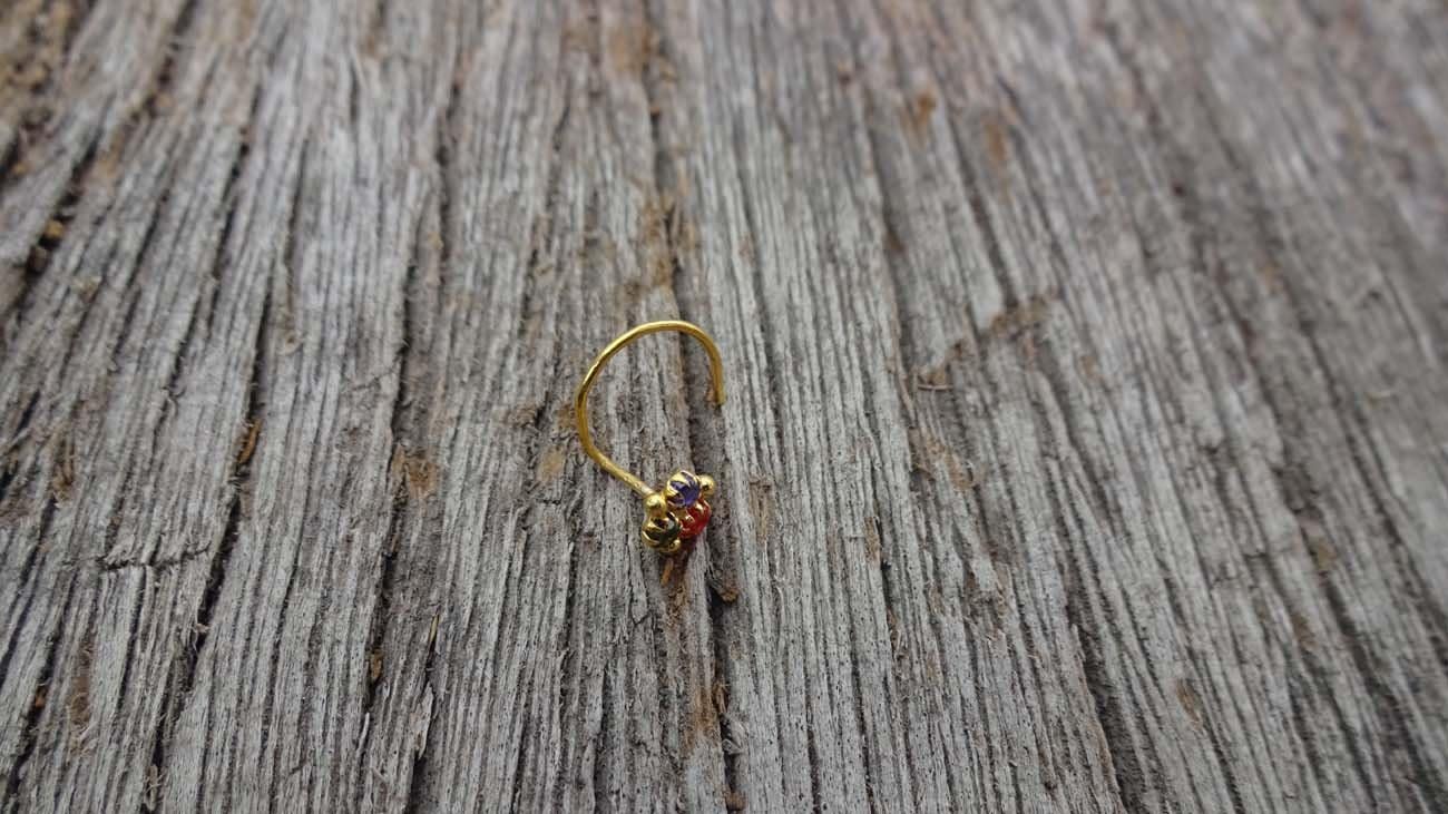 Gold Nose Stud Handmade Jewelry Tinny Nose Hoop Multi Nose Pin CZ Nose Hoop Indian Nose Stud Gift For Her Gold Nose Jewelry
