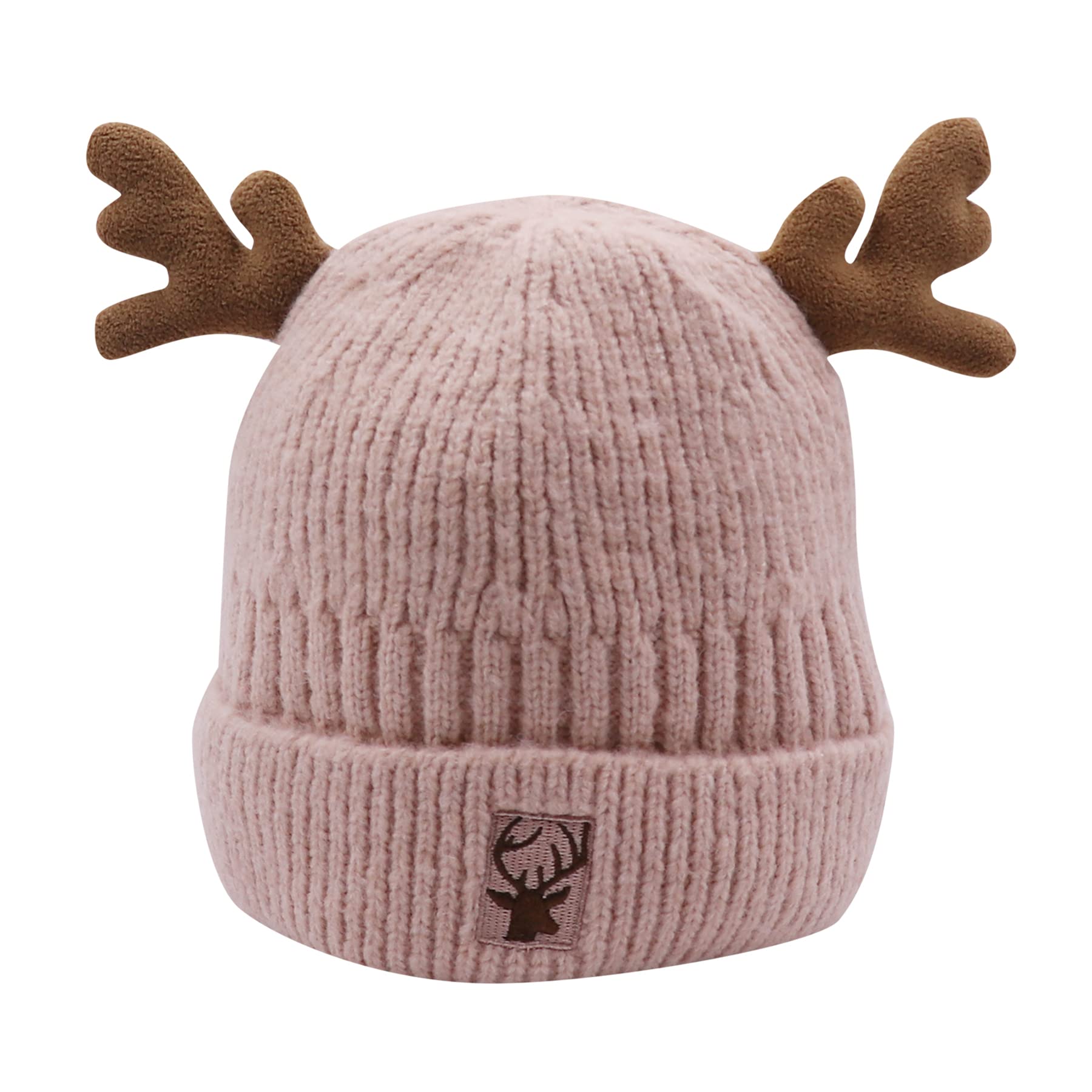 MOSSTYUS Cute Reindeer Moose Hat Winter Warm Knitted Beanie Cap Christmas Antler Beanie Ski Skull Cap for Women