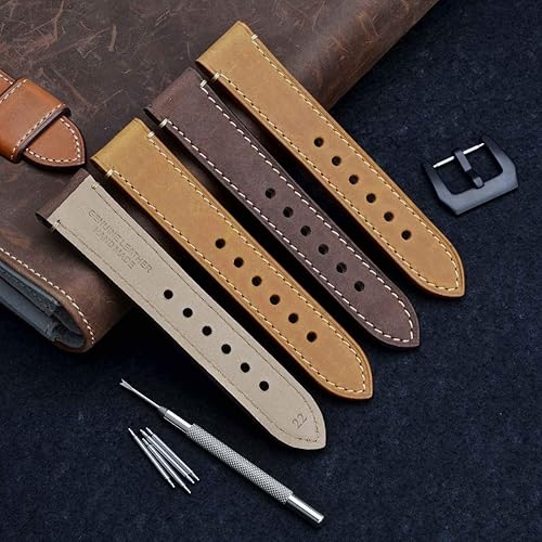 Miniatura 7 de WOCCI Correas de reloj, 0.709 in 0.787 in 0.866 in 0.945 in estilo silla de montar Crazy Horse Correa de reloj de cuero