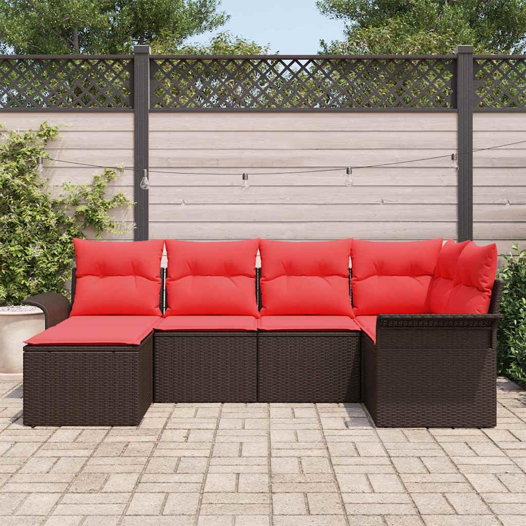 Hothingwell Sofa ogrodowa 6 szt. Brązowy polirattan