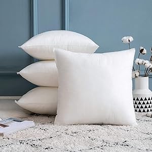 MIULEE Set of 4 Throw Pillow Inserts, Premium Hypoallergenic Throw Pillows Stuffer Decorative Square Sham Pillow Forms for Couch Sofa Bed 18 x 18 Inch