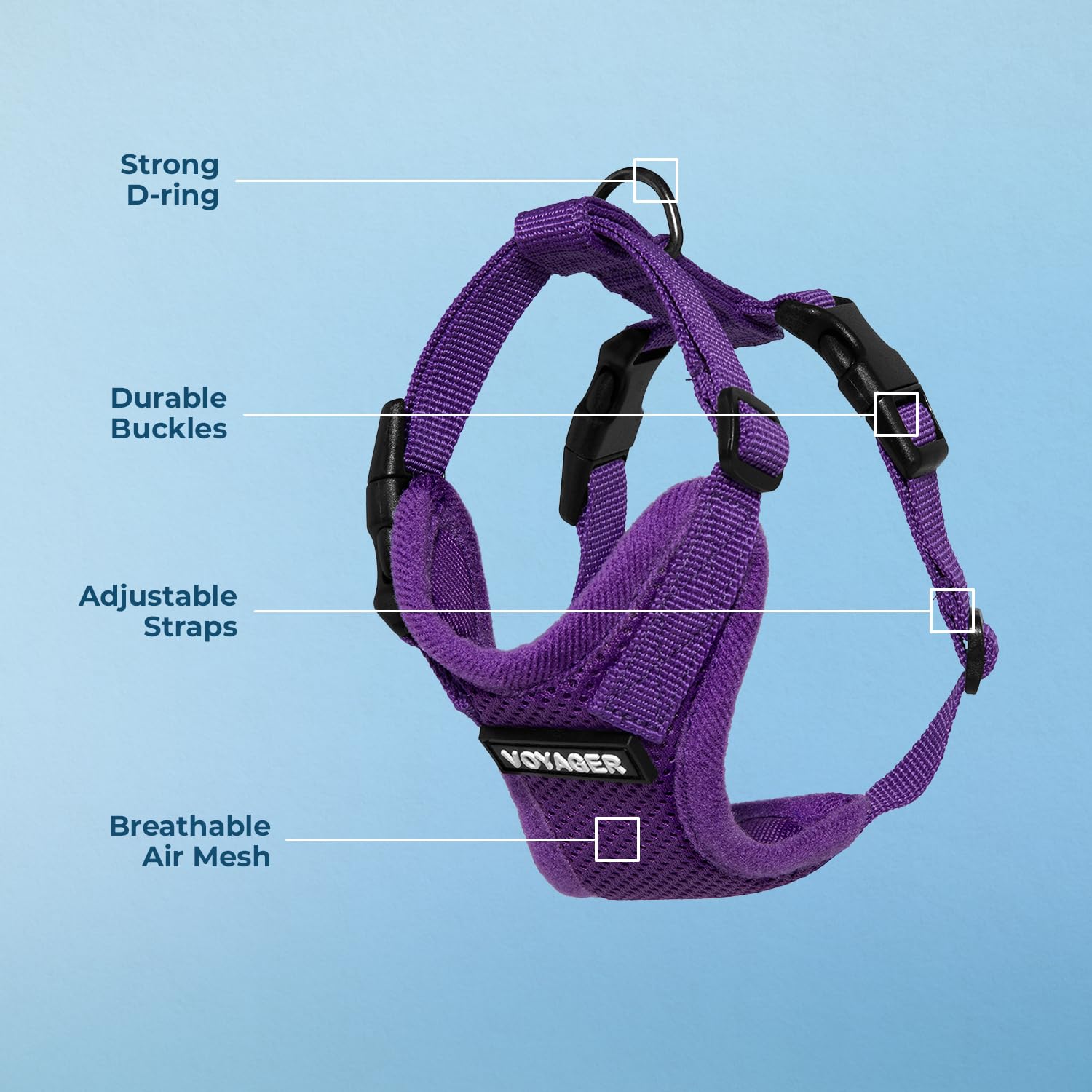 Voyager Step-in Lock Pet Harness - All Weather Mesh, Adjustable Step in Harness for Cats and Dogs by Best Pet Supplies - Purple, XL - Image 4