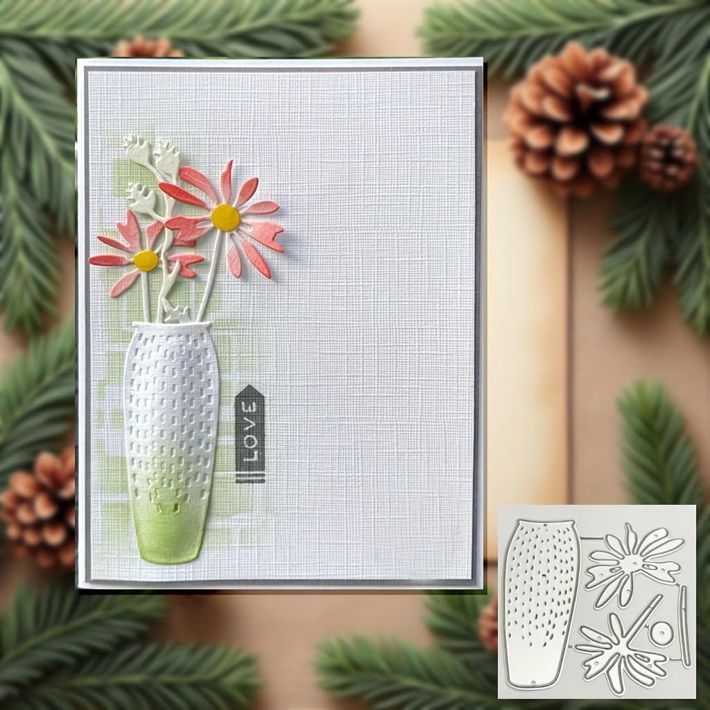 Photo 1 of Lapoo Metal Cutting Dies Stencil - Chrysanthemum Vase (2.7 x 2.7 in)