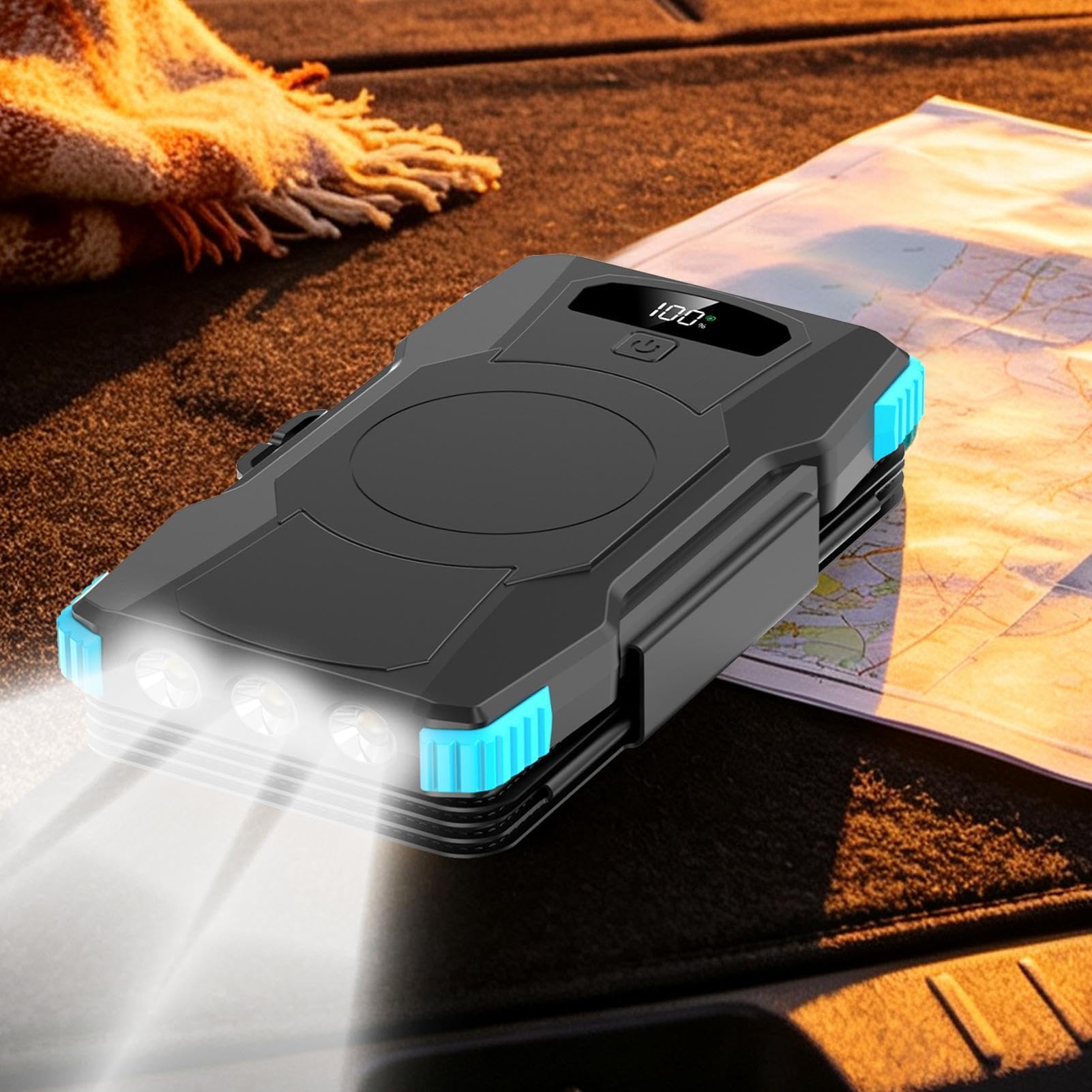 Caricatore solare portatile batteria esterna senza fili 20000mAh con lampada | Caricatore Solare Per Il Telefono Per Viaggi Strada Viaggi Escursioni Pesche Sopravvivenza Soccorso Case Esterne Campeggio