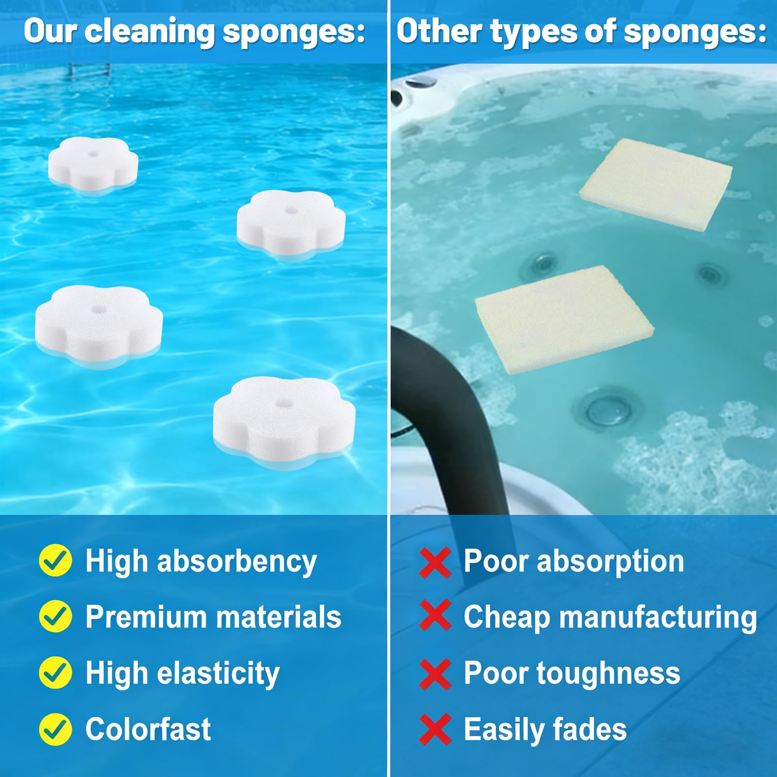 12 Stück Ölabsorbierender Schwamm Pool, Pool Schwamm Absorber, Blumenform Ölabsorbierender Schwamms, Es Absorbiert Fett Und Schmutz, Geeignet für Whirlpools, Schwimmbäder und Spas