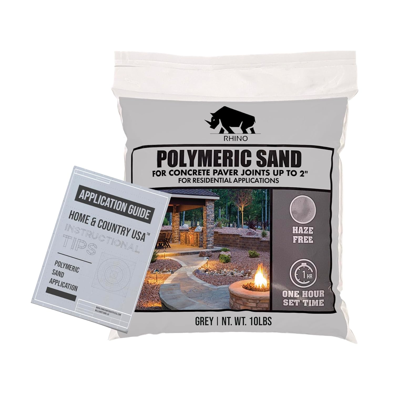 Rhino Power Bond Plus - Polymeric Sand for Pavers and Stone Joints up to a Maximum of 2 inches. (10 Pound, Slate Gray)