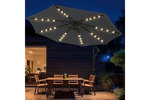 wikiwiki 10ft Solar LED Umbrella for Backyards and Pools