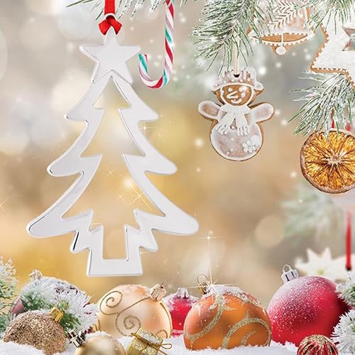 Miniatura 8 de Juego de 6 adornos colgantes de Navidad, adorno de Navidad plateado para decoración del árbol de Navidad, adorno de árbol de Navidad, copo de nieve,