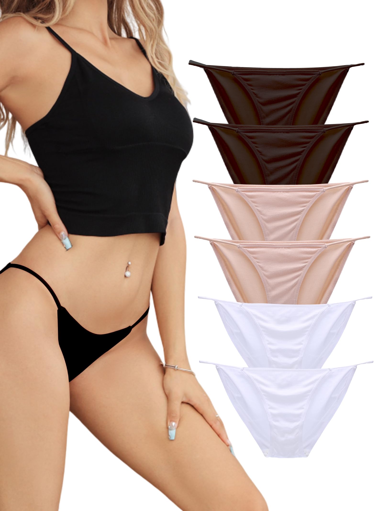Buankoxy Women's Low-Rise String Bikini Panty Stretch Briefs