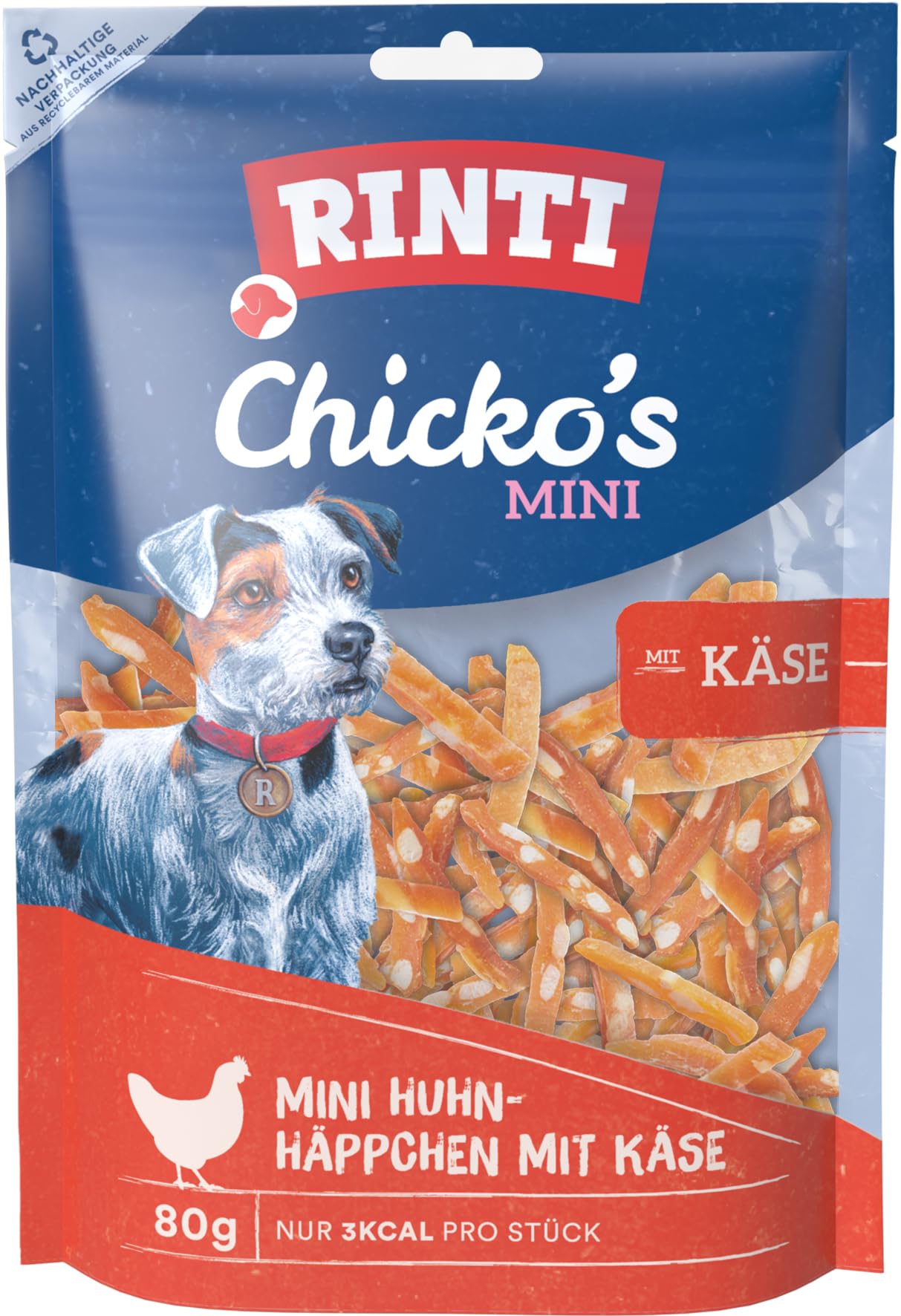 Rinti Extra Chicko mini kurczak i ser, opakowanie 12 sztuk (12 x 80 g)