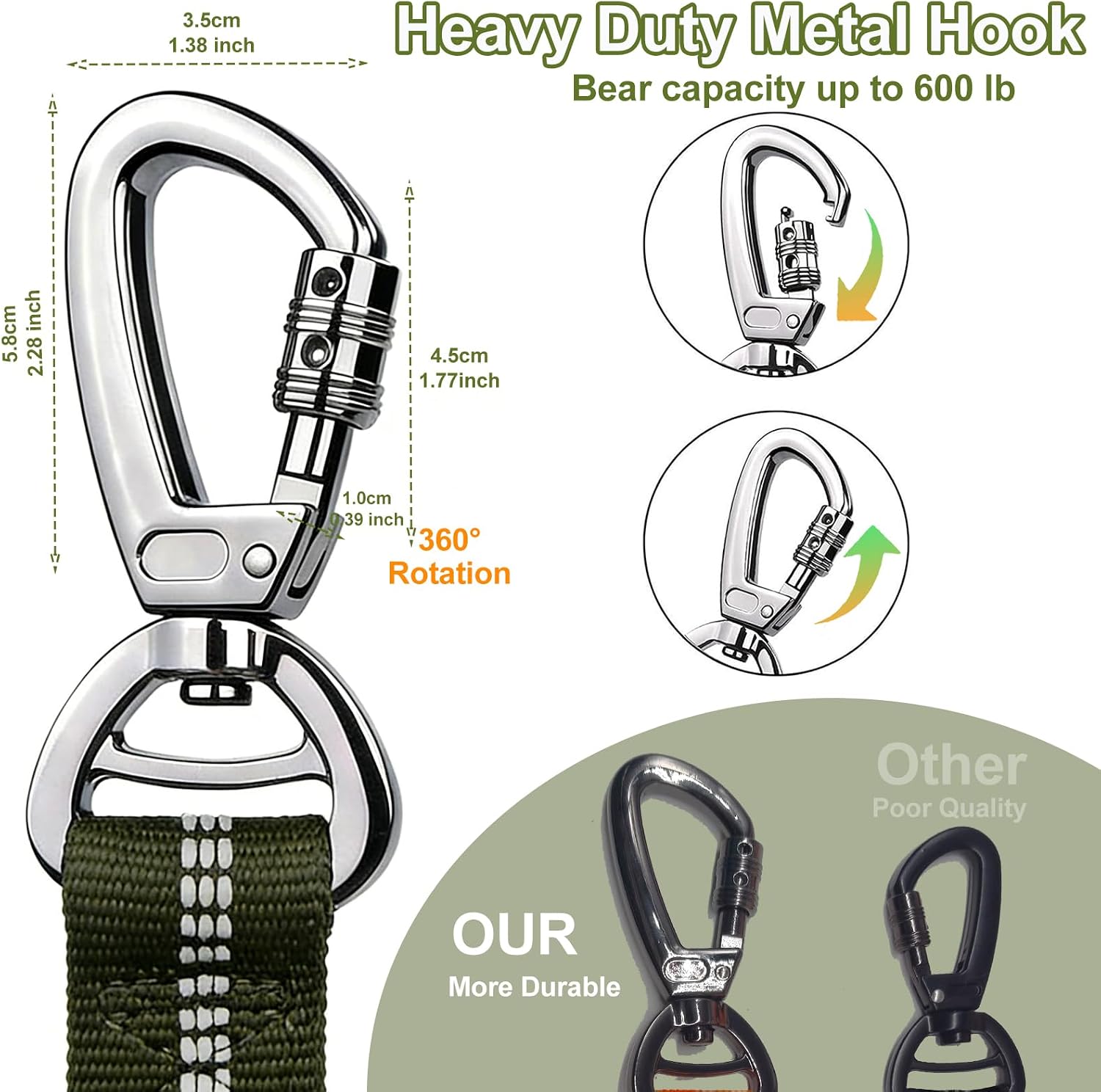 Dog Leash Heavy Duty, 4-6FT Bungee Leash Reflective Car Seat Belt for Dogs image 2