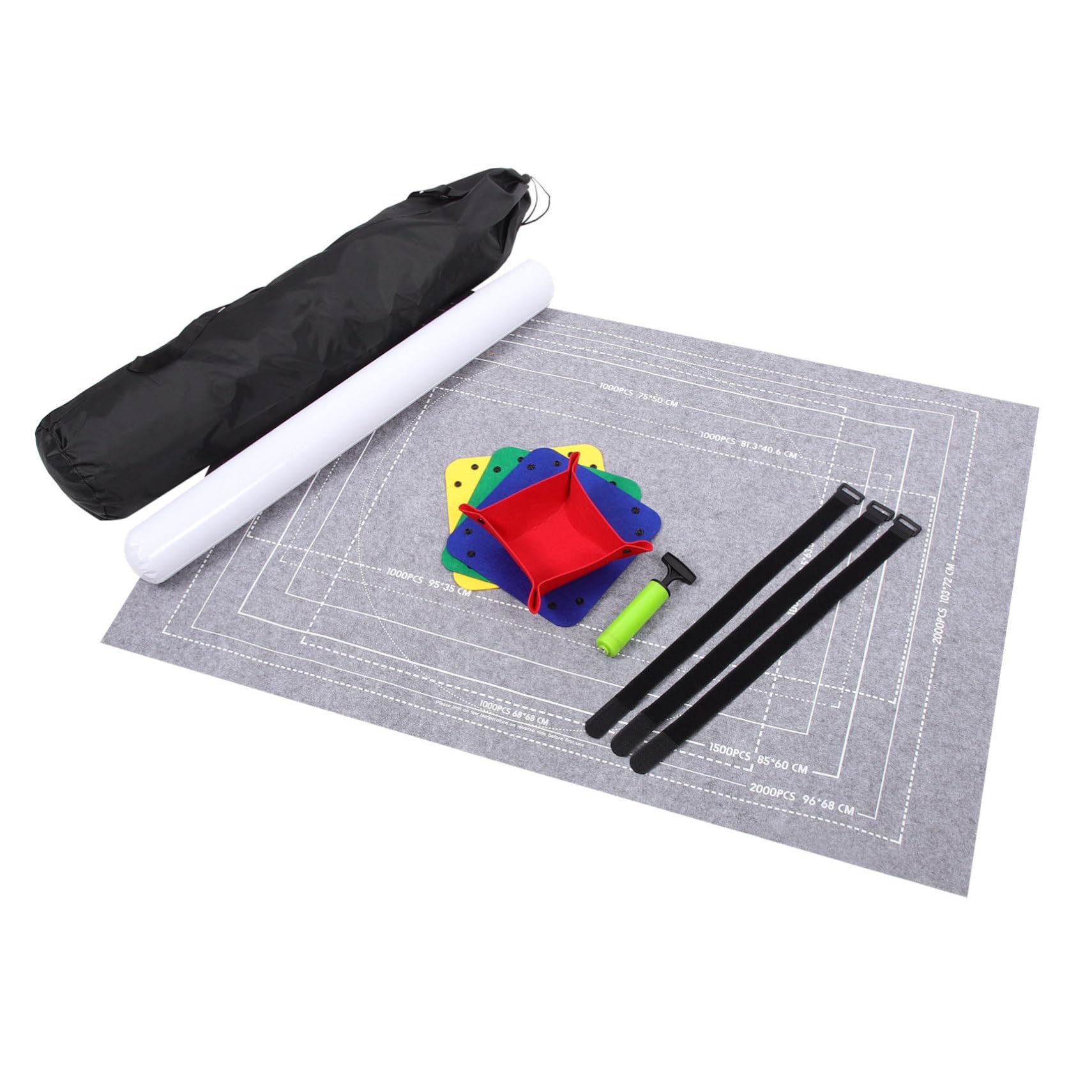 Toyvian Tappeto per Puzzle in Feltro Verde 3 Bande Fissante e Tubo Gonfiabile, Supporta Fino a 2000 Pezzi per Gioco Puzzle Adulti Colore Casuale