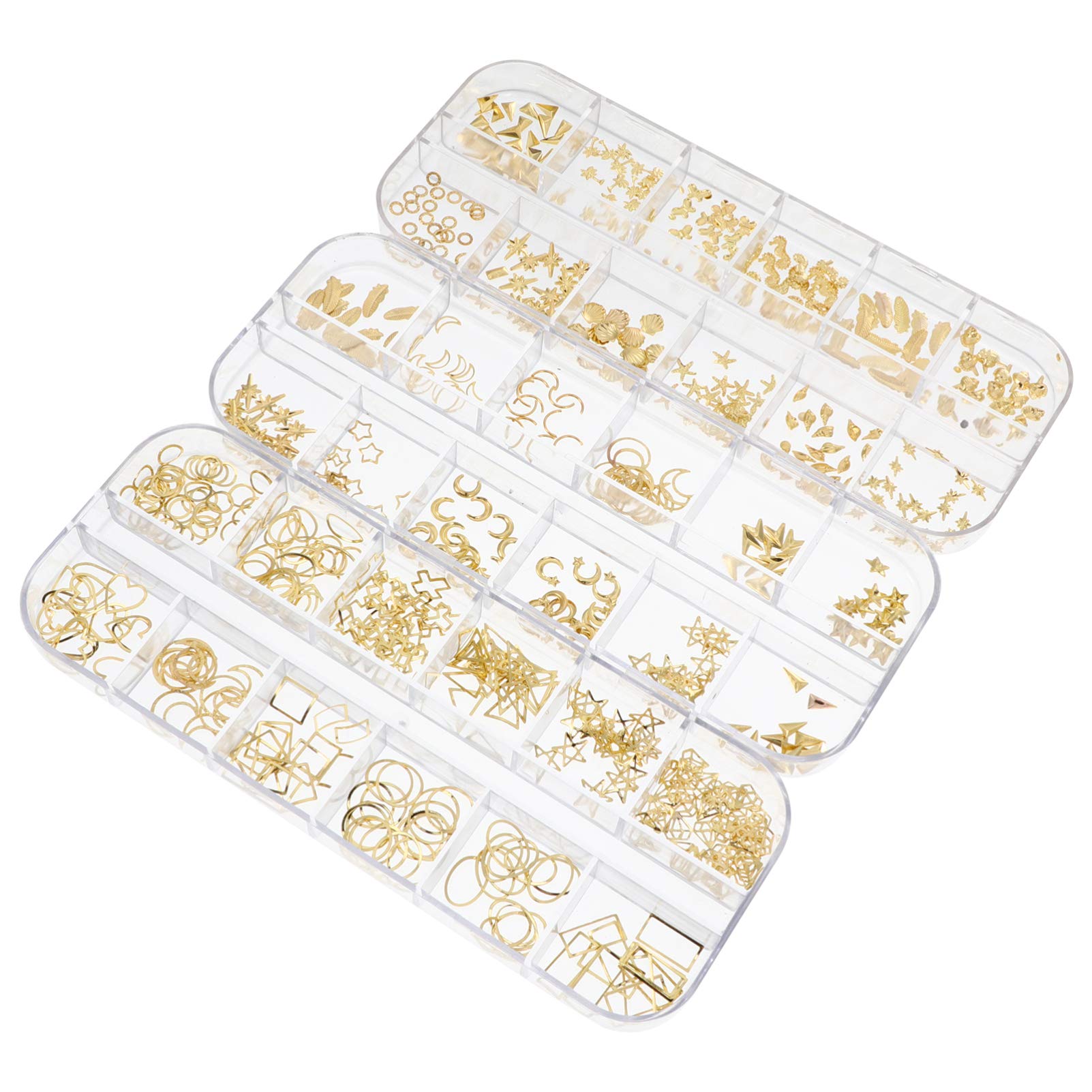 HEALLILY Nail Art Resin Filler 3 Boxes Alloy Epoxy Resin Metal Ocean Charm Filling Accessories DIY Craft Jewelry Making Epoxy Fillers