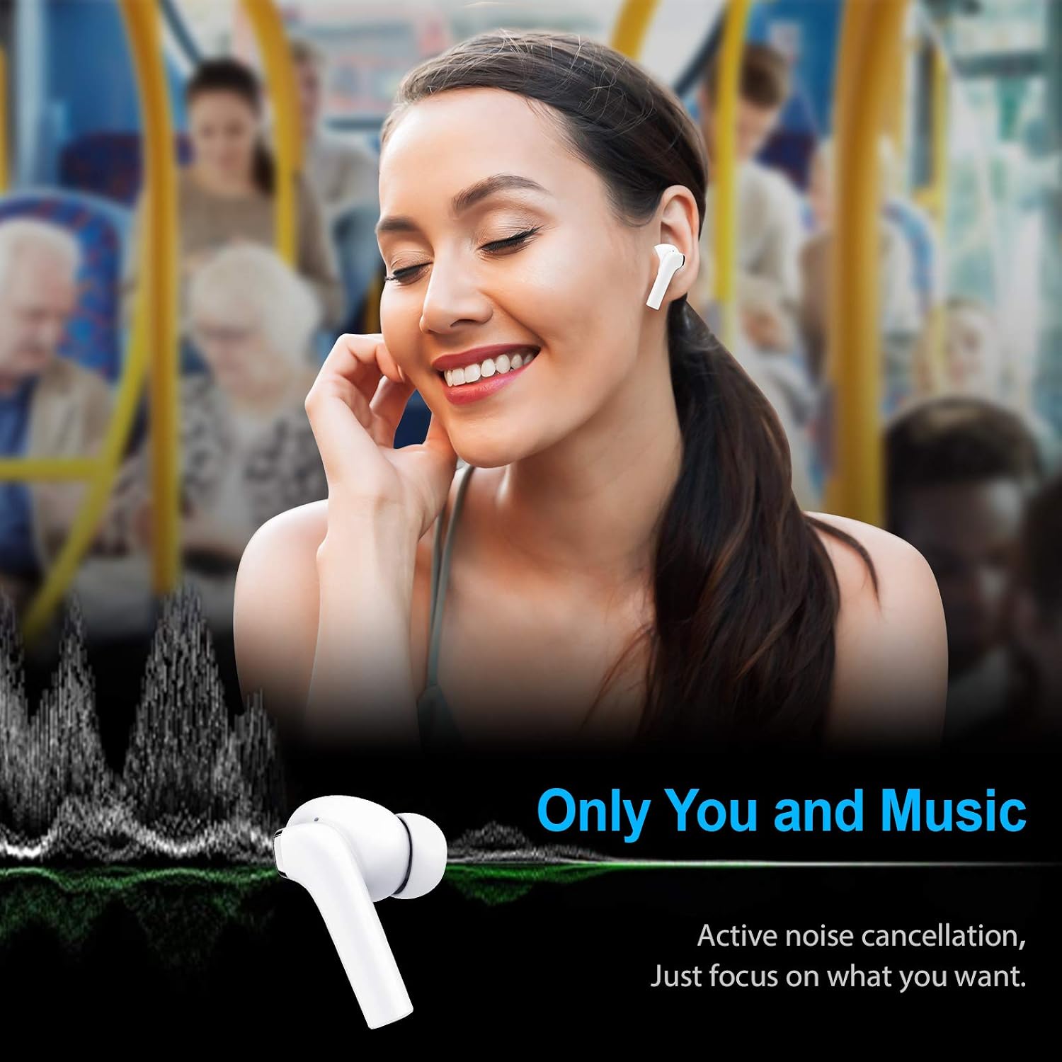 OGG K6 Wireless Earbuds Bluetooth Earphones, Active Noise Cancelling Headset, Wireless Bluetooth Earbuds with Mart Touch,8 Hours Playback and 55 Extra Hours of Charging Case (White)