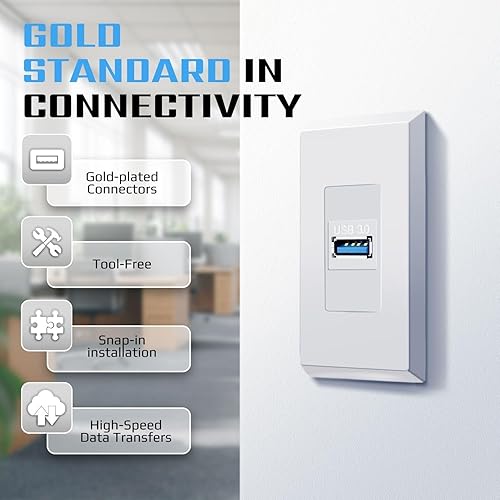 Miniatura 3 de TNP USB 3.0 Keystone Jack Insert - Conector USB Keystone hembra a hembra adaptador compatible con Superspeed USB 3.0 y puerto USB 2.0 para panel de