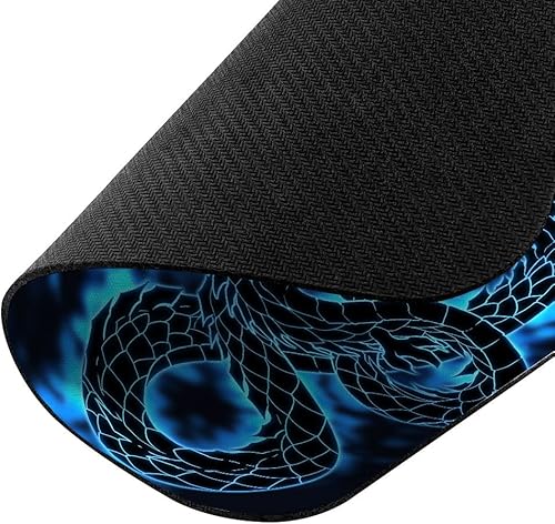 Miniatura 3 de Alfombrilla de mouse rectangular antideslizante de tamaño extra grande (XL) WIRESTER Black Dragon Blue Glow para el hogar, la oficina y el