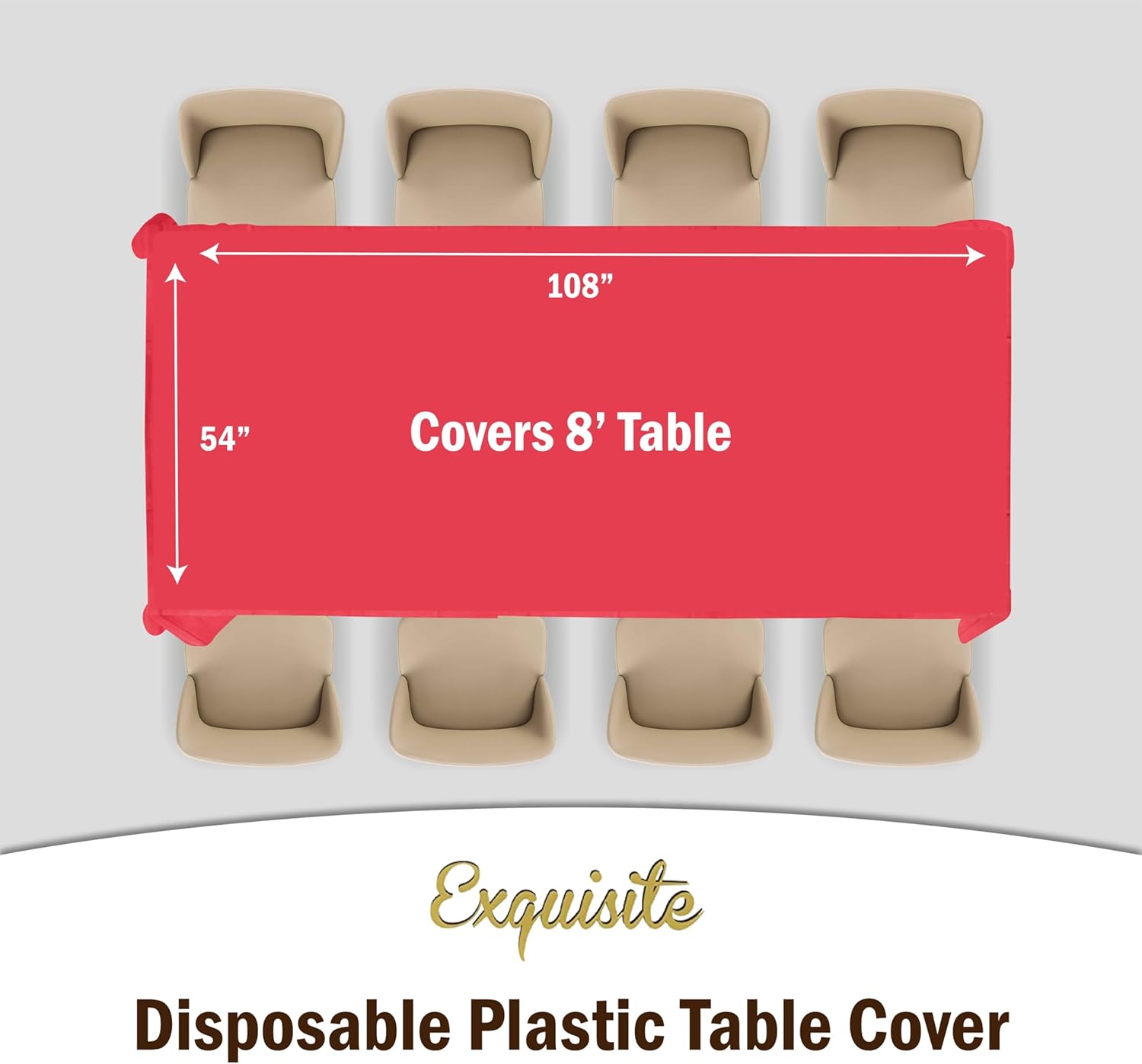 Exquisite 12-Pack Premium Plastic Tablecloth Premium Aqua Blue Table Cover, Pack of 12